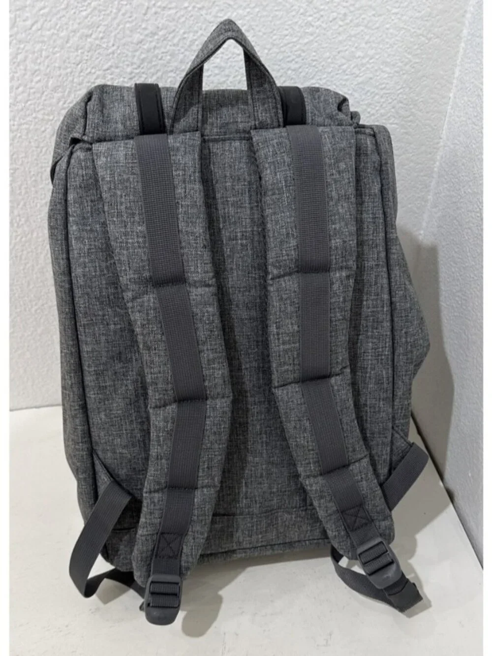 Herschel Supply Co Gray Laptop Backpack Raven Crosshatch and Red White Stripe